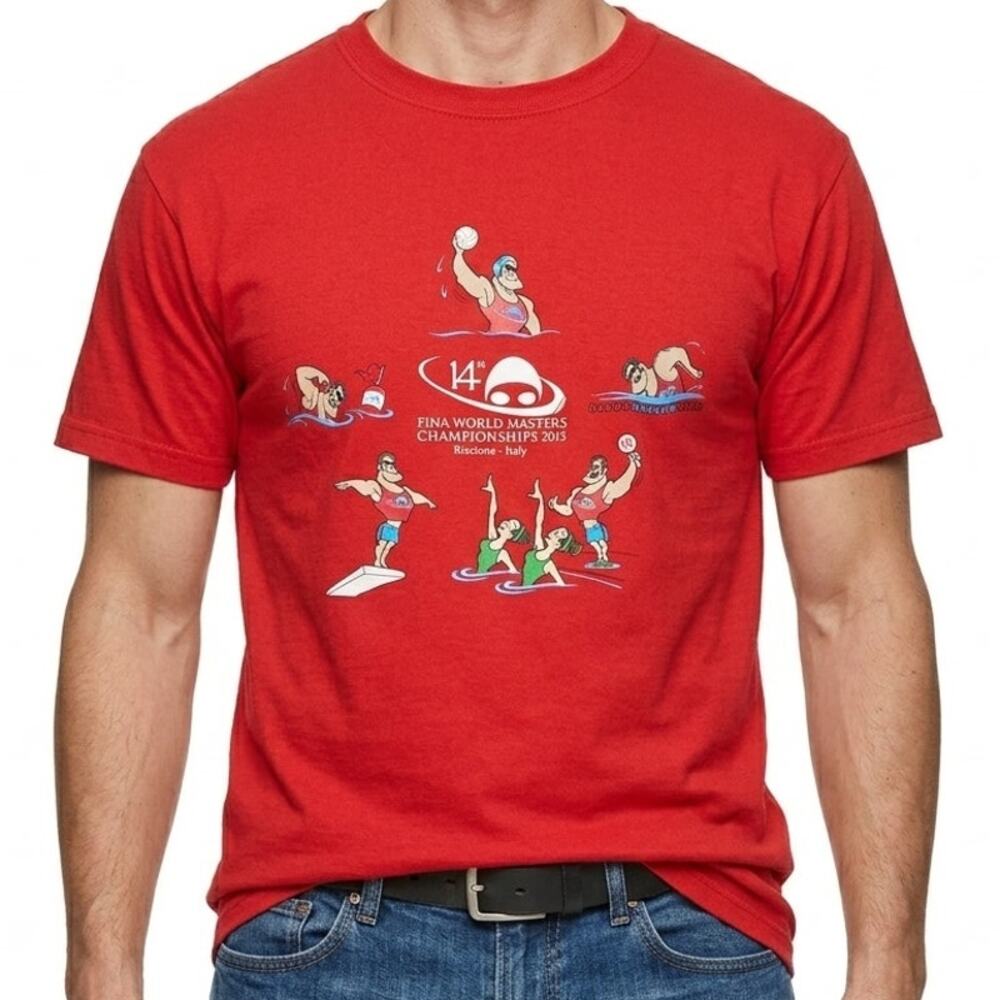 FINA 14th World Masters Red 2012 Championships Italy Unisex Tee T-Shirt sz M